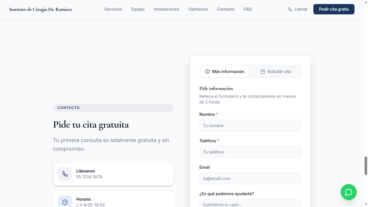 Widget de WhatsApp en la web y panel de conversaciones